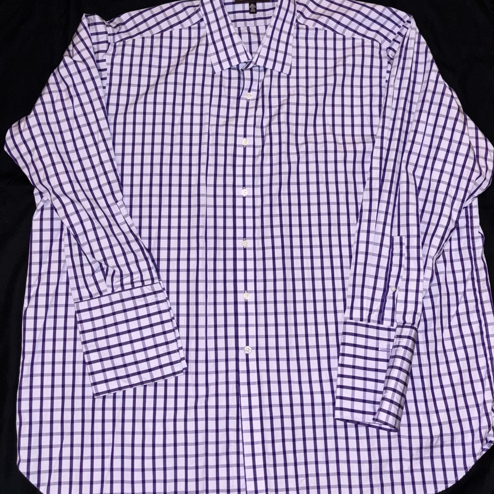 Michael Kors Men's Purple Plaid Dress Shirt